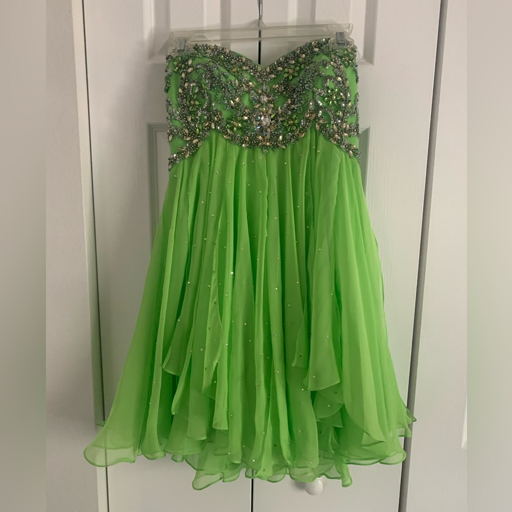 Bright Green Sherri Hill Embellished Cocktail Dress SZ 4